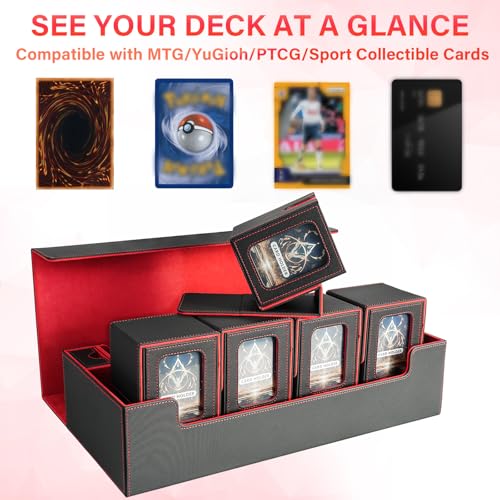 Card Deck Box for MTG Commander, Large 6 in 1 Card Display Deck Case - color: Black & Red, size: 6 Boxes Set