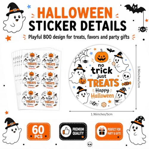 Halloween Stickers, 60 PCS 2 Inch Happy Halloween Round Labels - style: Halloween
