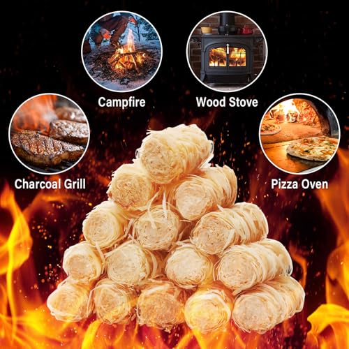 HGD Natural Fire Starters (64 Pcs) - Waterproof & Odorless Charcoal Starters for Fireplace, Campfire, BBQ, Grill, Fire Pit, Wood & Pellet Stove, Chimney, Pizza Oven & Smoker - Indoor & Outdoor Use - size: 64 pieces