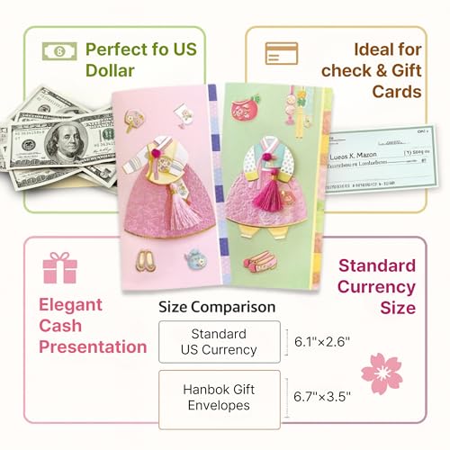 Korean Traditional Money Envelopes – Hanbok & Jogakbo Cash Gift Holders with Tassel - color: Blush Jade