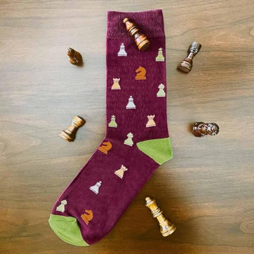 tiemart Men's Socks, Fits Men's Shoe Sizes 8-12 - color: Chess Novelty