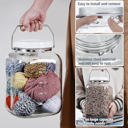 1.5 Gallon/5700 ML Glass Jar with Lid, Wide Mouth, Large Mason Jar, 2 Pack - size: 1.5 Gallon