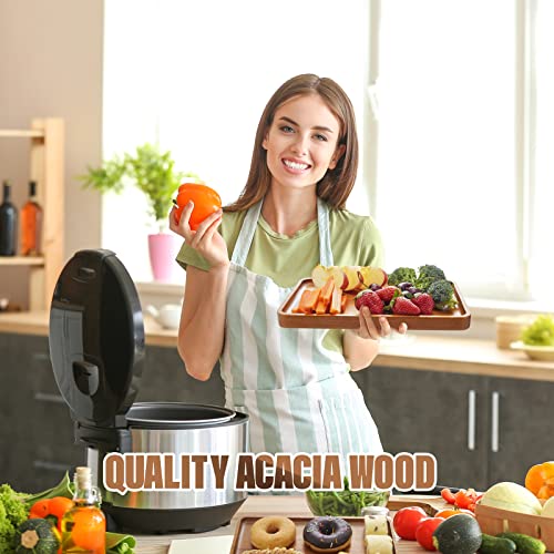 1 pcs 13"x 9" Solid Acacia Wood Serving Tray Rectangular Wooden Serving Platter Natural Wooden Board for Bar Coffee Party - size: 13x9 in