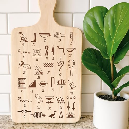 7Pcs Egyptian Hieroglyphs Stencil for Painting PET Templates Ancient Vintage Inlay Border Stencils for Furniture Reusable DIY Craft Wall Wood Fabric Canvas Paper Home Decor - color: egypt