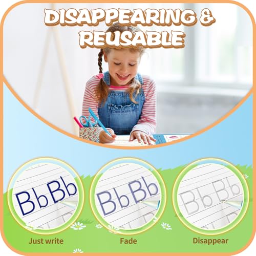 Magic Practice Copybook, Reusable Writing Practice Book, for Preschool Kids Age 3-8 Calligraphy 9.44in×6.29in(5 Books with Pens) - color: Green, size: 9.44in×6.29in