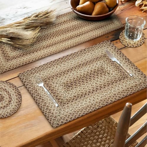 Homespice Cookie Dough Jute Braided Placemats, Rect 13x19 Set of 4 - color: Cookie Dough
