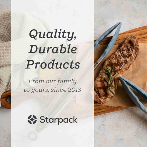 Starpack Get a Grip Silicone Kitchen Tongs (12 Inch) - LFGB Non Toxic, 600°F Heat Resistant, BPA-Free - Heavy-Duty Stainless Steel, Locking - Dishwasher Safe for Nonstick Cookware - color: Light Blue, size: 12" Single