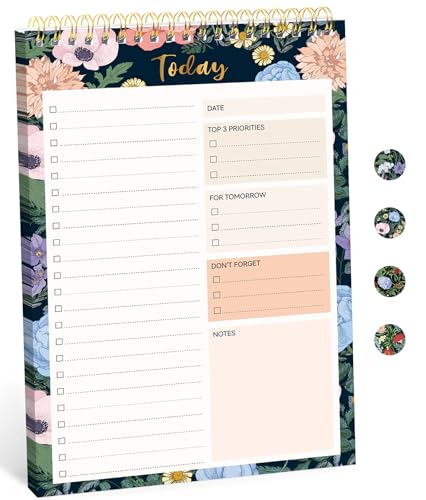 Taja To Do List Notepad, Undated Daily Planner for Work and Goal Setting - color: z-Floral Symphony, size: 1 Pack