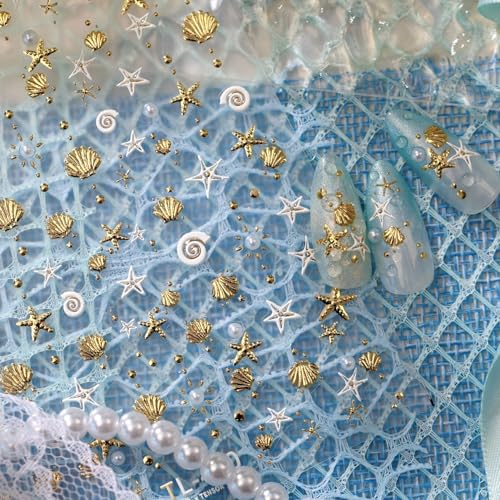 5D Embossed Under The Sea Stickers for Nail Art Jelly Fish Self-Adhesive Nail Art Decals for Women Nail Supplies Art Design Stickers (TL-480) - style: TL-480
