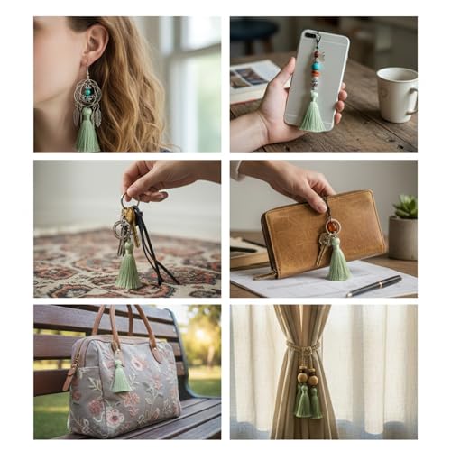 20Pcs 4.3 Inch Silky Mini Craft Tassels for Earrings, Souvenir(Grass Green) - color: Grass Green