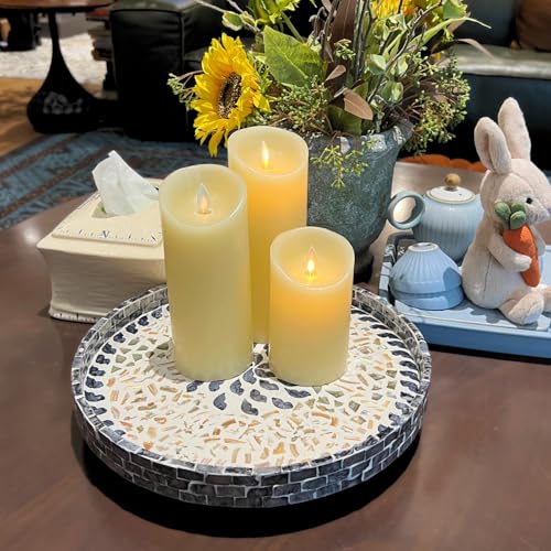 12.5" Lazy Susan for Table Top – Mother of Pearl Spinning Turntable Serving Tray, Marble Lazy Susan Organizer for Dining Table Centerpiece, Kitchen Island Decor, Bathroom Counter, Outdoor Use (Flower) - color: Lucky Flower