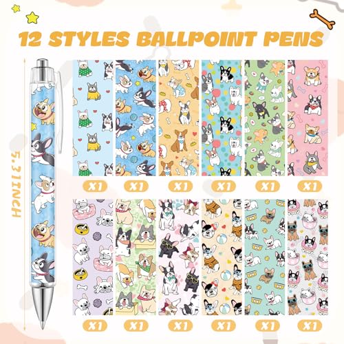Dispowreath 24 Pcs French Bulldog Puppies Sticky Notes with Pens Christmas Cute Gifts Notepad Memo Note Pads Self Adhesive Kawaii Dog Black Ink Ballpoint Pen for Frenchie Lovers Office School Supplies - style: Bulldog