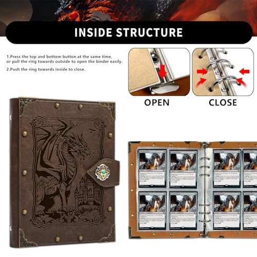 DUROTAN Card Binder 4-Pocket-Can Hold 240 Cards - color: 1-DragonKing-GrayBrown