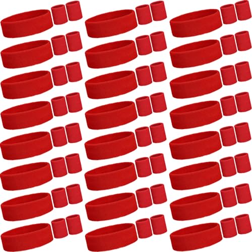 Sweatbands and Wristbands Set, Women, Men - color: Red