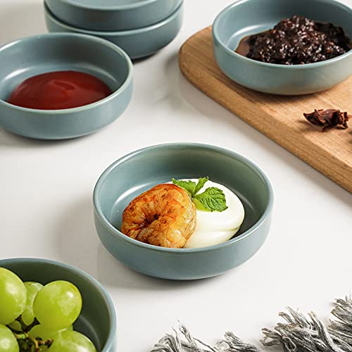Selamica Ceramic 3.3 Inch Soy Sauce Dish Dipping Bowls Side Dishes Small Appetizer Pinch Bowls for Condiments, Sushi, Ketchup, BBQ-Set of 6 (Matte Blue) - color: Matte Blue, size: 3.3 Inch, Set of 6