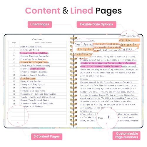 ZOTIA Lined Spiral Journal for Women, A5 Pretty Hardcover Notebook for Work, School & Office Writing, Aesthetic Writing Journal College Ruled, 140 Pages, 5.8" x 8.3", Desert Whimsy - color: T-Desert Whimsy