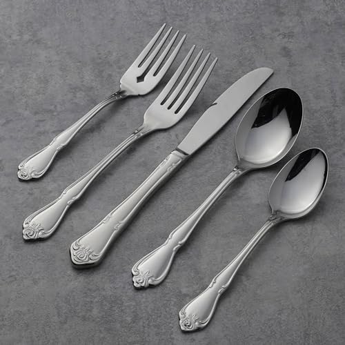 Oneida True Rose 20-Piece 18/0 Silverware Set for 4, Flatware - style: 20-Piece Flatware Set