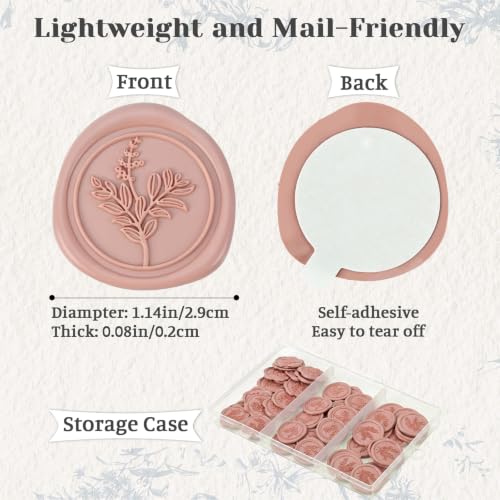 60 Pcs Wax Seal Stickers Set (3 Designs in 1 Pack) - Adhesive Backed Elegant Floral Designs for Wedding Invitation Envelope Seal Stickers Gift Wrapping (Dusty Pink) - color: Dusty Pink