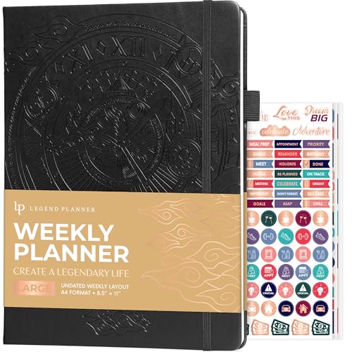 Legend Planner Undated, Weekly & Daily Goal Journal, A4 Black - color: Black (Undated), size: A4 (8.2'' x 11'')