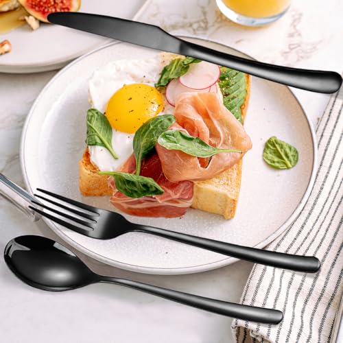 MURRI&MURRDI Travel Stainless Steel Cutlery Set for 1, Reusable Flatware Set with Case,Camping Silverware Set for Work, Knife Fork Spoon Utensil Set 3 Piece, Black - color: B- 3 Black