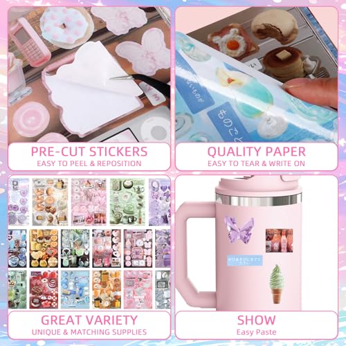 800Pcs Japanese Sticker Book for Journaling Adult, Cute Scrapbook Stickers - style: Dd 45 Sheet Memory