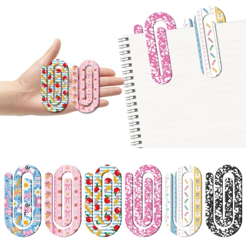 12 Pcs Jumbo Paper Clips Bookmarks - Cute Acrylic Book Accessories for Reading, Spring Flower Page Holder & Planner Clips, Back to School Teacher Gifts, Teacher Appreciation Gifts for Women, Teachers - color: Multicolor
