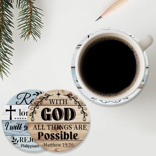 ANATTASOUL Bible Verses Wooden Coasters Set of 9 Bulk(3.9") - style: Bible Verses