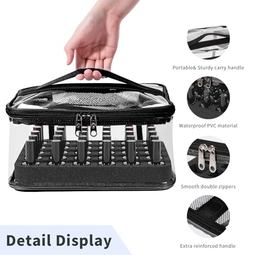 Beloving Nail Polish Organizer Bag Holds 30 Bottles (15ml/0.5 fl.oz) Portable Supplies Organizer Handbag for Manicure Tools, Portable Nail Supplies Kit Organizer Carrying Case (Black) - color: 2.Black