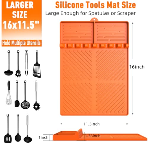 Silicone Grill Mat Compatible with Blackstone, BBQ Griddle Tool - color: Orange