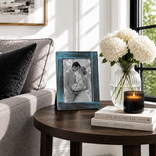 Handicrafts Home Handmade Turq Wood Picture Frame Vintage Home Decor, 5x7 - color: DRIFTWOOD-SKYE, size: 5X7