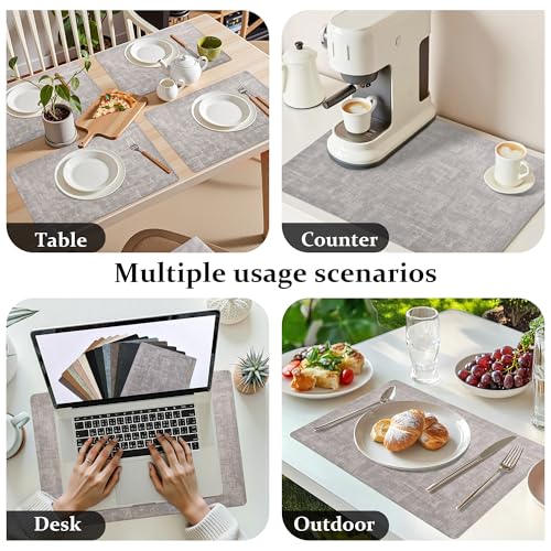 FROMHEART Faux Leather PU Placemats Set of 4 (Light Grey,11.8" x 17") - color: Light Grey, size: Set of 4