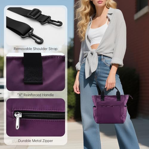 Crossbody Shoulder Bag for Women - Water Resistant Casual Handbag Purse with Multiple Pockets, Adjustable Strap - color: Purple
