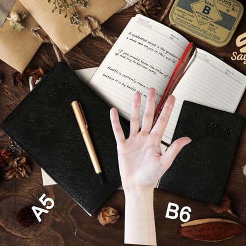 SAYEEC Thick Lined Journal Notebook 720 Pages Leather Journals for Writing B6 Soft Cover College Ruled Notebook 360 Sheets Lined Paper Memo Book Personal Daily Diary Gift for Men Work Note Taking - color: Black B6