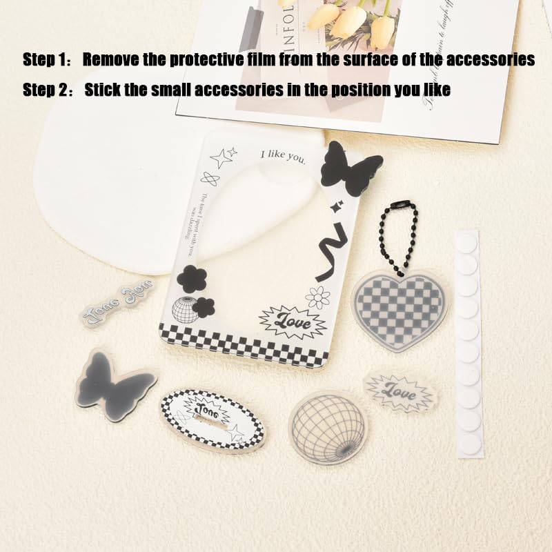 Kpop Photocard Holder Stand 3 Inch Acrylic Butterfly Picture Frame Kpop Card Display Stand Photo Card Decor Y2K Keychain Set K-Pop Gifts Teen Girl K-Pop Stuff Desk Accessories