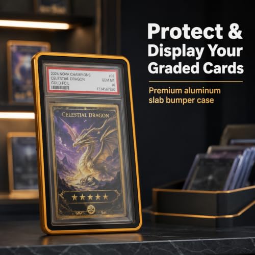 PSA Slab Case, Magnetic 9-Point Lock Display Protector,Gold - color: Gold