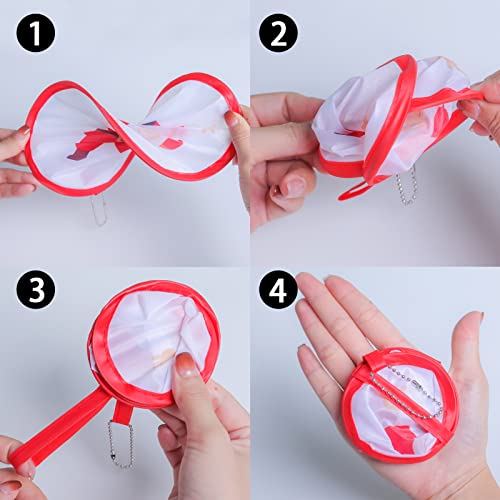 4 Pack Elegant Black Plant Foldable Hand Fans, Versatile Round Handheld Fans for Travel, Events, Indoor and Outdoor (Black) - style: Elegant Black Plant