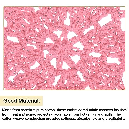 uxcell Fabric Coasters, 8pcs 4" with Floral Pattern Pink - color: Pink