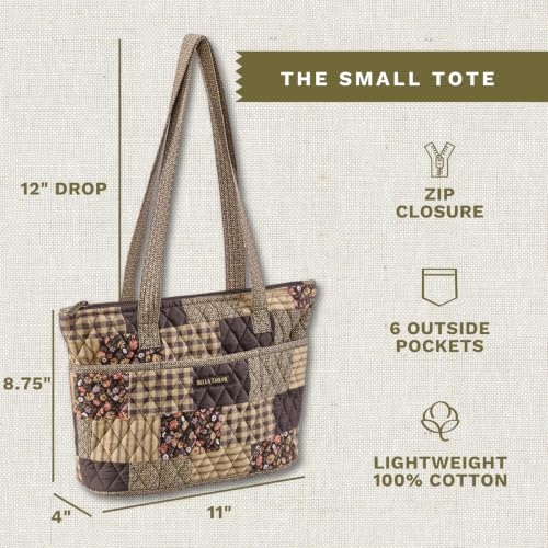 Bella Taylor Small Tote, Quilted Shoulder Bag for Women - color: Twilight Garden Patch