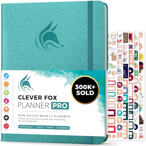 Clever Fox Planner PRO, Undated Weekly Planner, 8.5x11 Aquamarine - color: Aquamarine (Undated), size: A4 (8.5" x 11") Standard Version