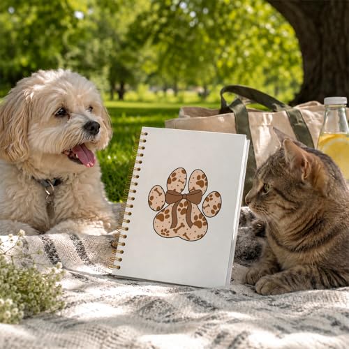 VONTP Cute Brown Bow Dog Paw Journal Notebooks, 5.5x8.3 Inch - color: 009-bow