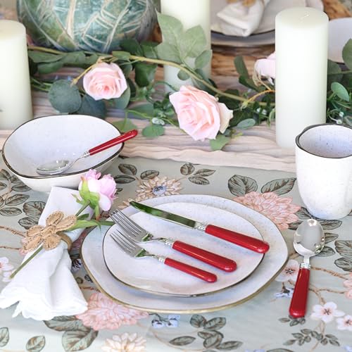 ANNOVA Silverware Set 20 Pieces Cutlery Stainless Steel Colorful Fun Handle Flatware Service for 4 - Dinner Knife, Dinner Fork, Salad fork, Dinner Spoon, Dessert Spoon (Red, 20 Pieces) - color: Red