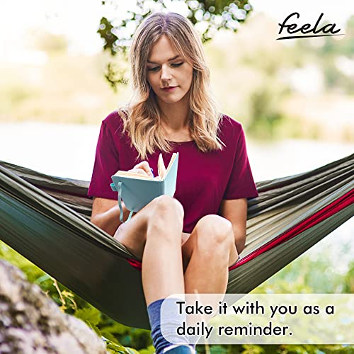 feela 6 Pack Pocket Small Notebooks Bulk, Mini Cute Memo Notepads Hardcover College Ruled Lined Journals with Pen Holder for Women Girls Office School, with 6 Black Pens, 3.5”x 5.5”, A6, Sky Blue - color: 6 Sky Blue