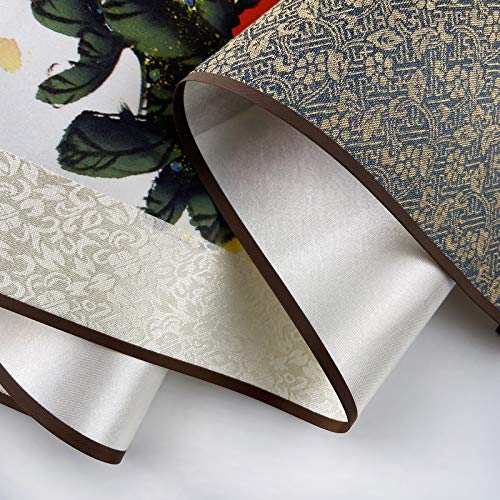 AtfArt White Crane Silk Scroll, Asian Wall Art, 36.2x12in - color: B2