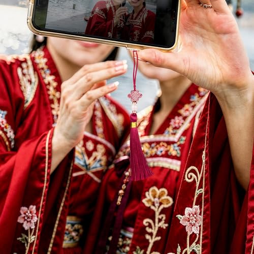 24PCS Chinese Knot Tassel Pendant for Phone Case, Mini Tassels, Wine Red - color: Wine Red 24 Pcs