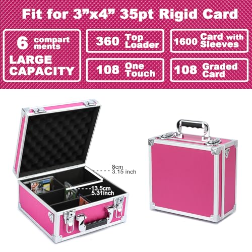 Collectable Trading Card Cases, Toploaders Storage Box, Magnetic Card Storage Hard Cabinet, Graded Card Storage Case, Sports & Trading Collector Storage Box (Pink) - color: Pink, size: Medium