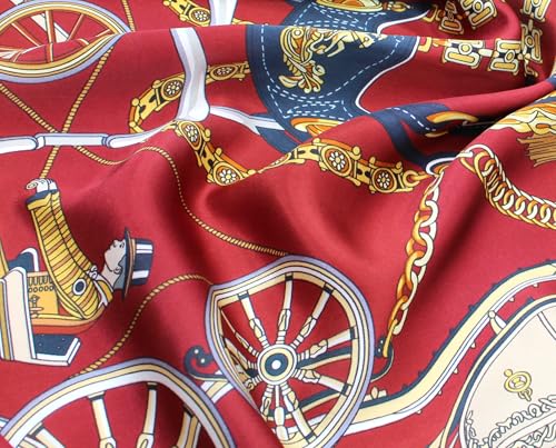 ANDANTINO 100% Mulberry Silk Scarf -Women 35" Square Hair Wraps-Gift Packed - color: Dark Red