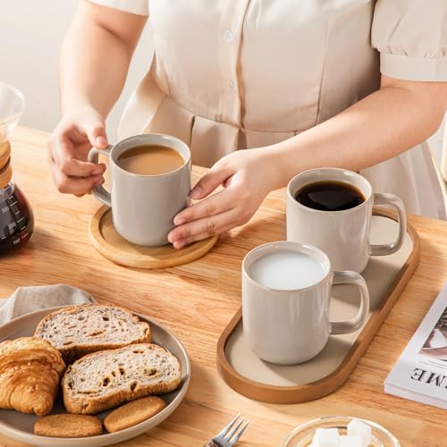 vancasso Coffee Mugs Set of 6, 12 Oz Ceramic Coffee Cups with Handle, Ceramic Unique Glaze Coffee Cup for Cappuccino, Latte, Tea, Cocoa, Dishwasher & Microwave Safe Gift Sets, Gray, Series PLAYA - color: Gray, size: 12 Oz