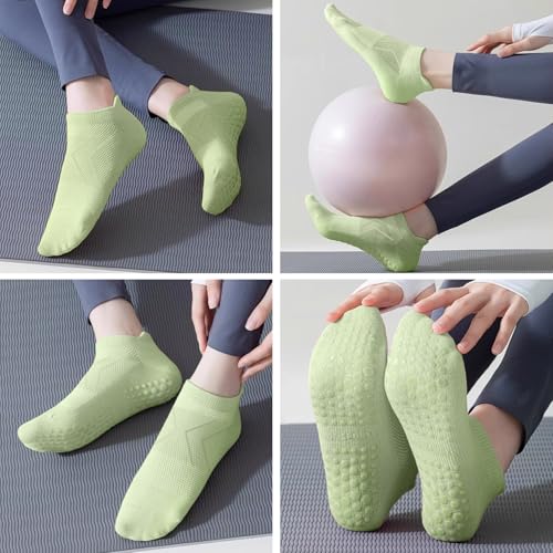 7 Pairs Pilates Socks with grips for Women- Non Slip, Ankle Yoga Socks for Yoga, Pilates, Ballet & Barre - color: Multicolor-07