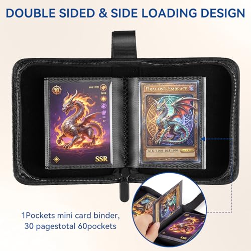Mini Card Binder, EDUDIIU Single Pokemon Card Binder - color: Blue