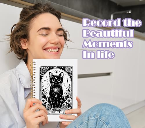 Welshower Witchy Tarot Floral Black Cat Spiral Notebook Journal, Mystical Celestial Witch Notebook, Dark Academia Gothic Journal, Cat Office Supplies, Witchy Gifts for Women, 5.5x8.3 Inch - color: Gothic Notebook 03
